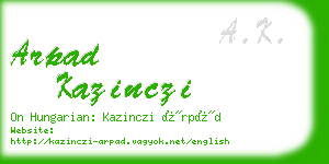 arpad kazinczi business card